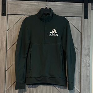 Adidas Dark Green Quarter-Zip Sweatshirt
